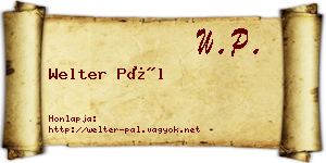 Welter Pál névjegykártya